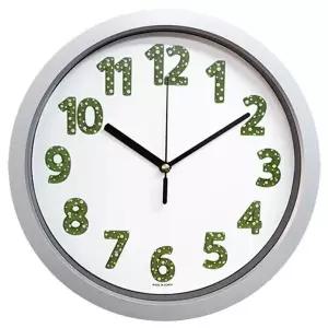 잔디 디자인 벽시계 28cm 실버톤 저소음 인테리어 시계 한국산