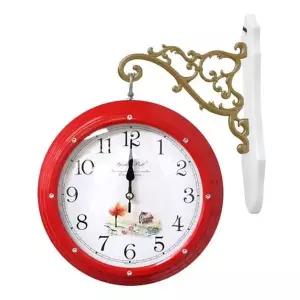 양면 벽시계 큐빅 디자인 빨강 인테리어 벽걸이 시계 한국산