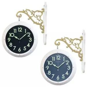 양면 벽시계 큐빅 디자인 수면방해 없는 저소음 LED 불빛 시계