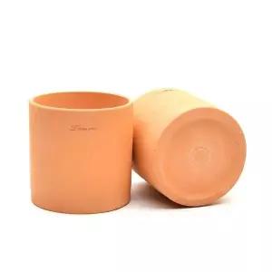 황토 원통형 토분 14x14cm 무구멍 식물화분 실내용 화분화분 받침