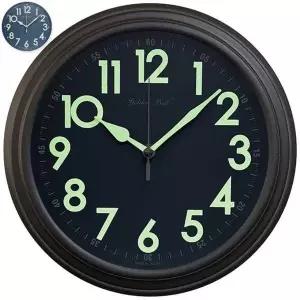 야간 발광 무소음 금속 인테리어 시계 25센치 원형 벽걸이 블랙