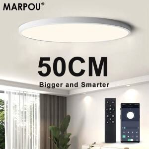 MARPOU 50CM 스마트 호환 APP 원격 제어 대형 Led 천장 조명 침실 거실 용 초박형 전등