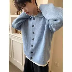 남자 가을 칼라넥 데이트룩 숄카라 스웨터 차콜 카디건 인기3