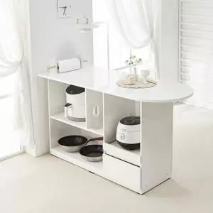 라운드형 홈바 반수납 테이블 1500x600 주방용 조리보조대 맘마존 식탁