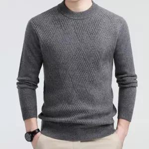 쉬헐크 남사친 남자 울 니트 드롭숄더 자카드 터틀넥 도톰 순모 반 스웨터 스타일 폴라 9핀 KKE1