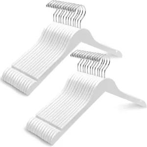 앰버 홈 24팩 흰색 나무 옷걸이 드레스용 노치가 있는 셔츠 재킷용 코트 신부용