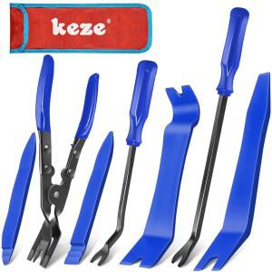 Keze 7Pcs 자동 플라스틱 트림 제거 프라이 도구 및 클립 플라이어 키트를 제거하기 위한 차체 덮개 도어 패널 대시보드 자동차 푸시 리벳 패스너-블루