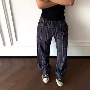 빈티지 캐주얼 여름 바지 남사친 데일리 면린넨 체크 느슨한 일자 다리 다올2