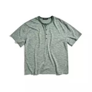 MINIMALPROJECT 슬러브 스트라이프 헨리넥 반팔티셔츠 MST179 [GREEN]
