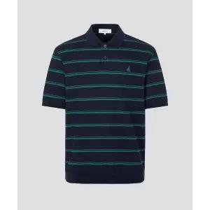 BEANPOLE MEN 칼라넥 스트라이프 미니와플 반소매 티셔츠 네이비