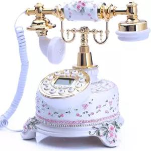 텔팔 가정용 전화 화이트 플로럴 장식용 모던 유선 데스크톱 전화기 홈 오피스