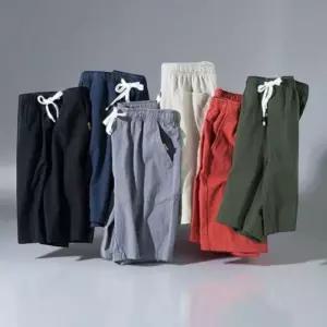 남성용 여름용 5부 밴딩 린넨 코튼 반바지 데일리 캐주얼 팬츠