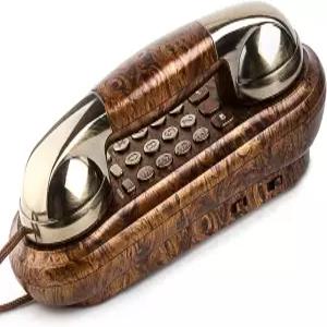 Sangyn 유선 전화 빈티지 우드 그레인 월 전화기 AC 전원 필요 없음 3 개의 단축 다이얼 키 큰 버튼