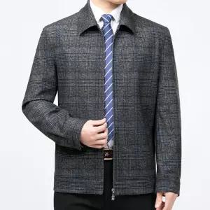 남성 모직 코트 봄 가을 체크 재킷 상의 J03Z3O OP3