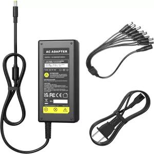 카메라 CCTV DVR 감시 시스템 LED 전원 변압기에 적합한 8개의 스플리터 케이블이 있는 DC 12V 5A 공급