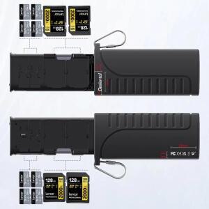 카메라 드론 스마트폰용 Desiontal 고속 2-in-1 카드 리더기 보관함 방수 SD 케이스 DK10