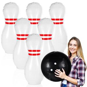 wutfooo 거대한 풍선 볼링 세트 15인치 공 6개와 23인치 핀 6개