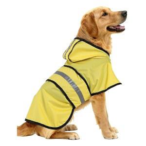 강아지 비옷 재킷 조절 가능 후드 폰초 경량 방수 의류와 스트립 반사 반려동물 비옷, 소형에서 대형견용