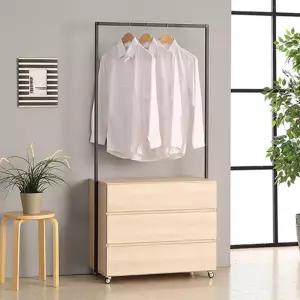 실용적인 공간활용 3단 서랍 스틸 행거 800 간이옷장 옷걸이헹거 원룸옷수납 매장용