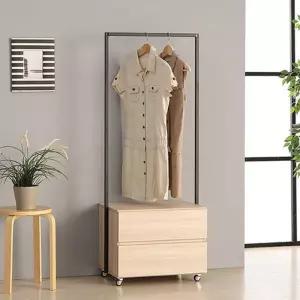 옷방 인테리어 2단 서랍 심플 스틸 프레임 행거 600 자취옷수납 간이옷장 매장용