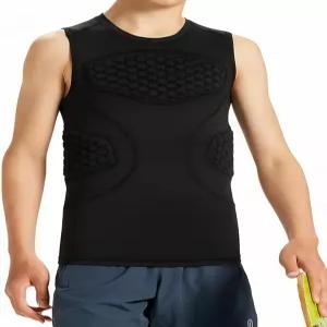 데보로파 남자 축구 패딩 셔츠 야구 소프트볼 언더셔츠 가슴 갈비뼈 보호대 민소매 압박