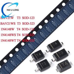 100 개/몫 1N4148W T4 BAV21W T3 SOD-123 SMD 스위칭 다이오드