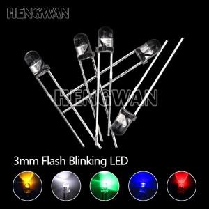 50pcs 3M 호환m 흰색 녹색 빨간색 파란색 노란색 발광 다이오드 자동 깜박임 LED 플래시 제어 1.5HZ