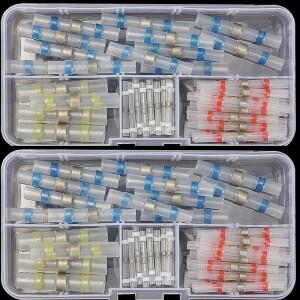 50pcs 열 수축 솔더 슬리브 와이어 압착 버트 터미널 커넥터 상자 방수 튜브 케이블