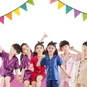 어린이잠옷 키즈 실크 반팔 상하 잠옷 여름 파자마 세트