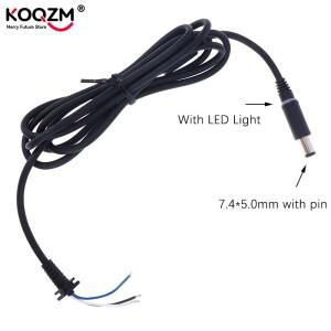 Dell HP 호환노트북 충전기 어댑터용 구리 DC 팁 플러그 커넥터 코드 케이블 블랙 핀 LED 조명 1.8m 7.4x5.