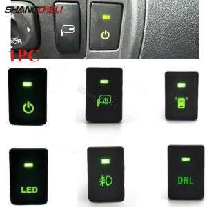 1개 자동차 그린 LED 주간 주행등 전면 안개등 전원 온오프 레이더 스위치 푸시 버튼 토요타 랜드 크루저