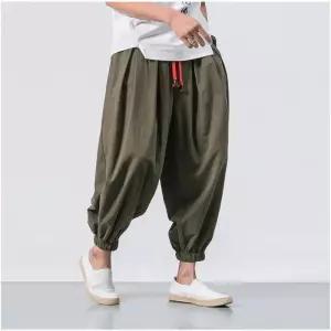 [라일리의류] Rly 차이나풍 면마 와이드 배기팬츠