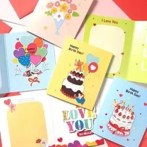 [문구/오피스] 따뜻한 입체 팝업 카드 8P 축하 감사 생일 초대 편지