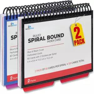 1InTheOffice 인덱스 카드 4장 x 나선형 경계 화이트 카드/나선형 2팩