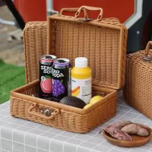 [JED] 접이식 피크닉 야외 가방 라탄바구니 도시락 소풍