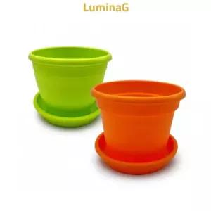 온누리 원형화분 2 세트 미니화분 2 개 분갈이 개+화분받침