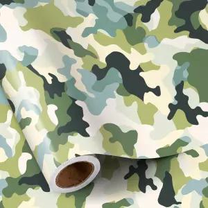 RUSPEPA 남성용 사막 카모 포장지 롤 미니 밀리터리 베이지 그린 위장 선물 생일 군대 테마 파티