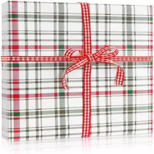 심플한 축제 스타일리시 클래식 크리스마스 체크 그린 레드와 커피 전통 타탄 격자무늬 크래프트 선물