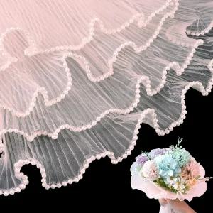 FACULX 3팩 핑크 펄 메쉬 부케 포장지 어버이날 꽃 결혼 기념일을 위한 꽃망사 꽃다발 선물 4야드