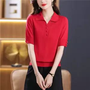 여사친 실크 니트 춘하 얇은 터틀넥 반팔 세련도도녀 티셔츠 상의 OOTD1