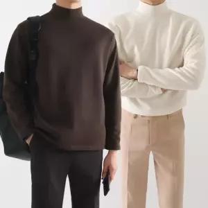 [지지블랙]부드럽고 도톰한 네프 소프트 기모 반폴라 긴팔 티셔츠 이너 반목티 빅사이