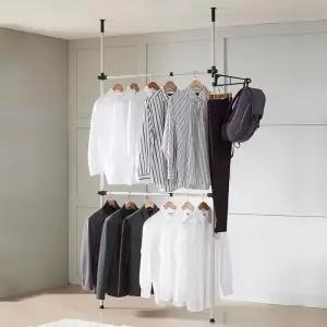 [라일리생활건강] Rly 25파이 2단 폴행거 옷걸이 바 2단 선반형 수