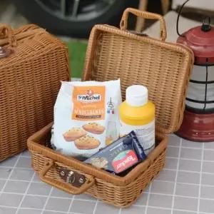 [생활] 바구니 가방 라탄 도시락 쇼핑백 야외 피크닉 휴대용