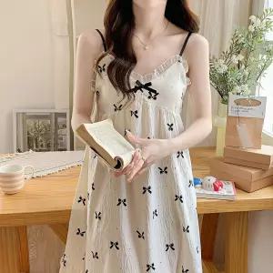 리본 나시 원피스 가슴캡 홈웨어 잠옷 파자마