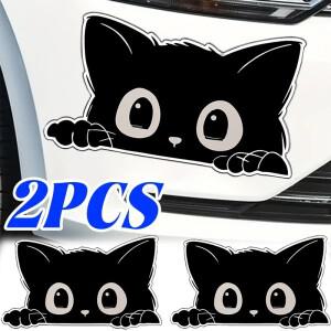 방수 자동차 스티커 검은 고양이 눈을 쳐다보고 바디 창 범퍼 바이크 오토바이 액세서리에 대 한 재미 있은