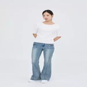 [잠뱅이]여성) 프리미엄 쿨맥스 투버튼 포켓 절개 발염뒷포켓 솔트 틴 브러쉬워싱 긴