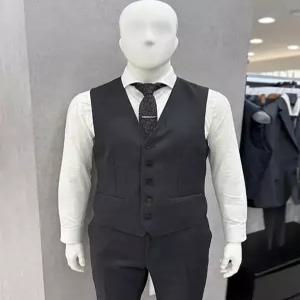 [트루젠]남성 기본핏 울 혼방 3피스 투톤 멜란지 차콜 기본 정장 양복 조끼 베스트 단