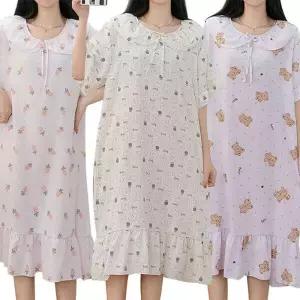 [로즈엘리][3컬러] 공주풍 프릴카라 쿨링 반팔 홈웨어원피스 여름잠옷 2026