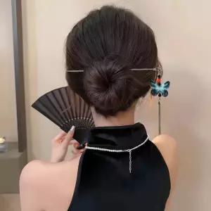 테슬 나비 메탈 비녀핀 뒤꽃이 올림머리비녀 헤어코사지 한복