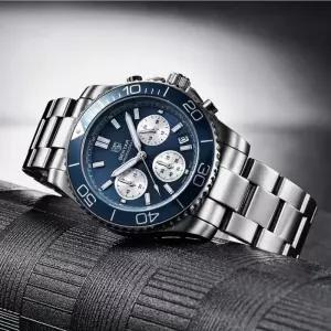 [백스테이]B149WC 세이코무브 크로노 메탈 회전베젤 손목시계